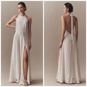 Anthropologie Azeeza Rosa‎ Embellished Silk Gown White Maxi White Large